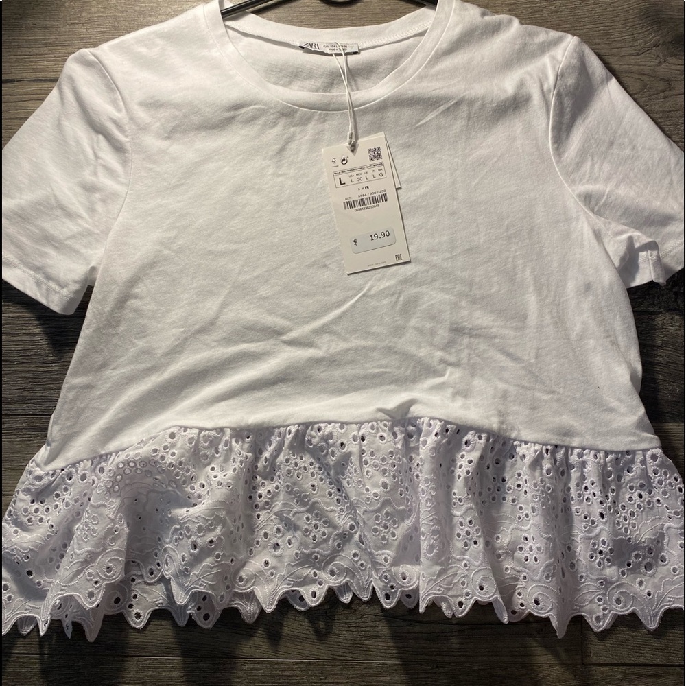 Zara Contrast Top - White NWT